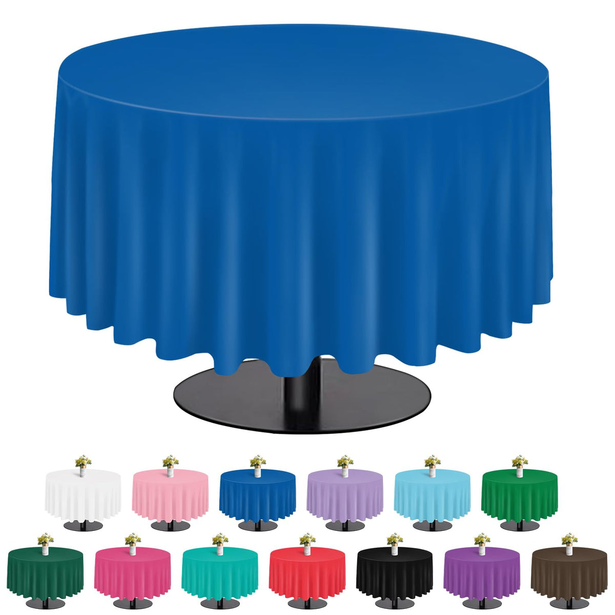 tujol Royal Blue 6 Pack Plastic Table Cloth 54" x 108", Disposable Tablecloths Rectangle Table Cover, Plastic Tablecloths for Parties