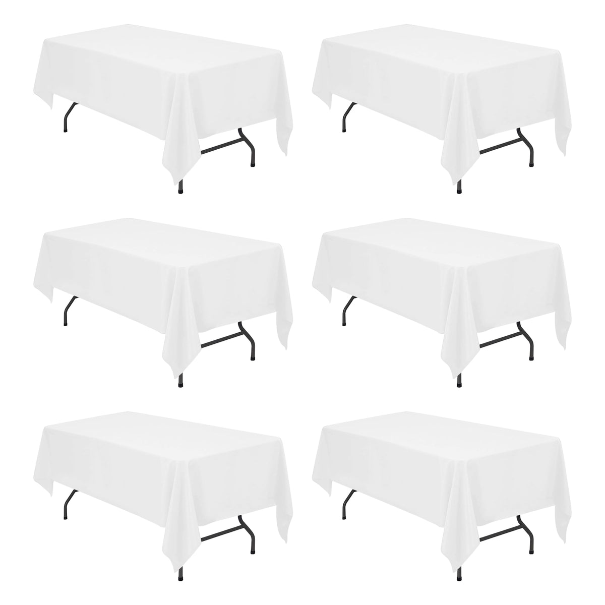 BRILLMAX 6 Pack Ivory Tablecloths 60x102 Inch for 6ft Rectangle Tables