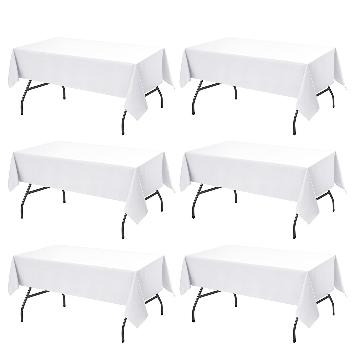 10-Pack White Tablecloths for Rectangle Tables, 60 x 102 Inches