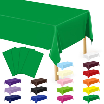 QZYL 4 Packs White Plastic Tablecloth, Large Sturdy Disposable Table Cloth