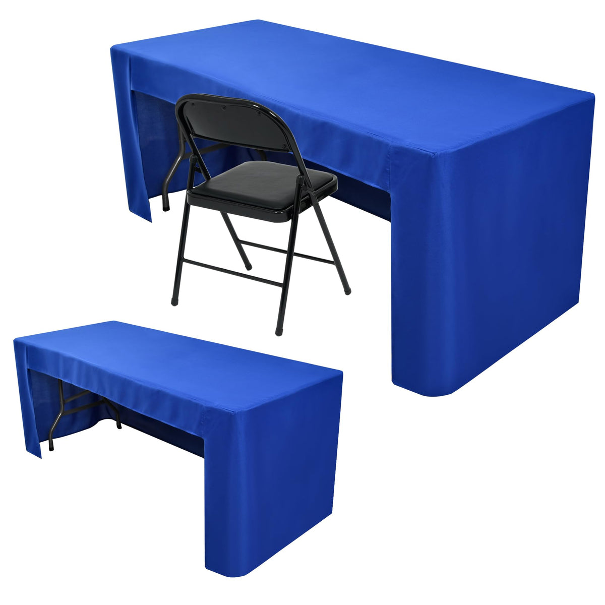 Black Tablecloths For 6 ft Rectangle Table With Open Back for Vendor 2 Pcs