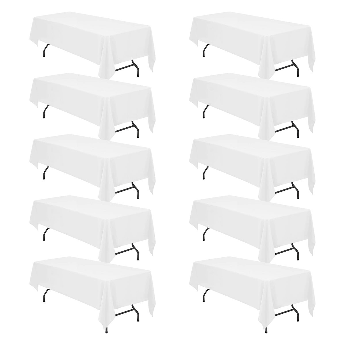 BRILLMAX 6 Pack Ivory Tablecloths 60x102 Inch for 6ft Rectangle Tables