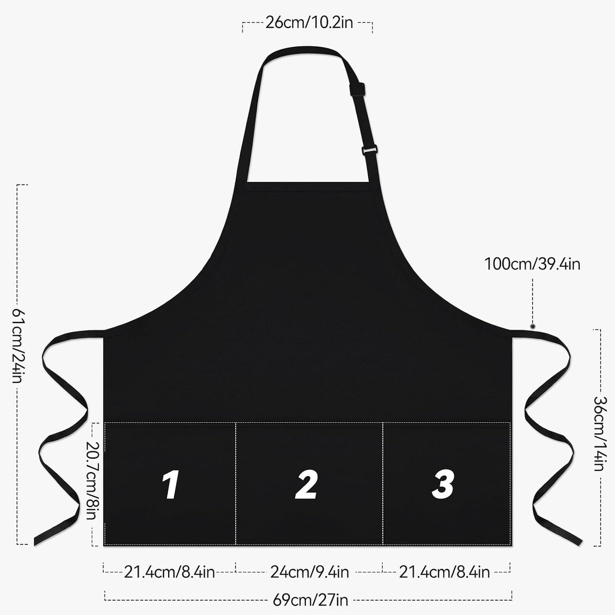 NLUS Kitchen Cooking Apron with 3 Pockets, Adjustable Bib Apron Chef Aprons for Women Men