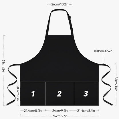 NLUS Kitchen Cooking Apron with 3 Pockets, Adjustable Bib Apron Chef Aprons for Women Men