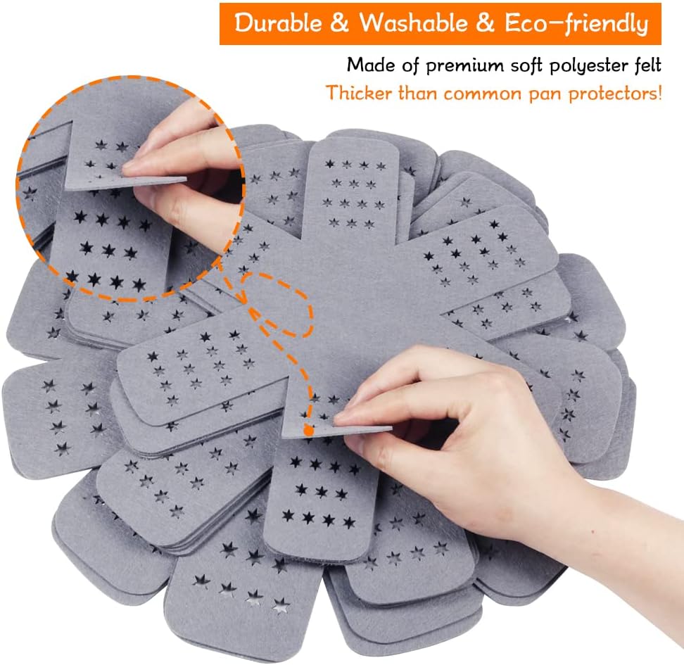 BYKITCHEN Felt Pot and Pan Protectors for Stacking, 3 Sizes, Separator Pads