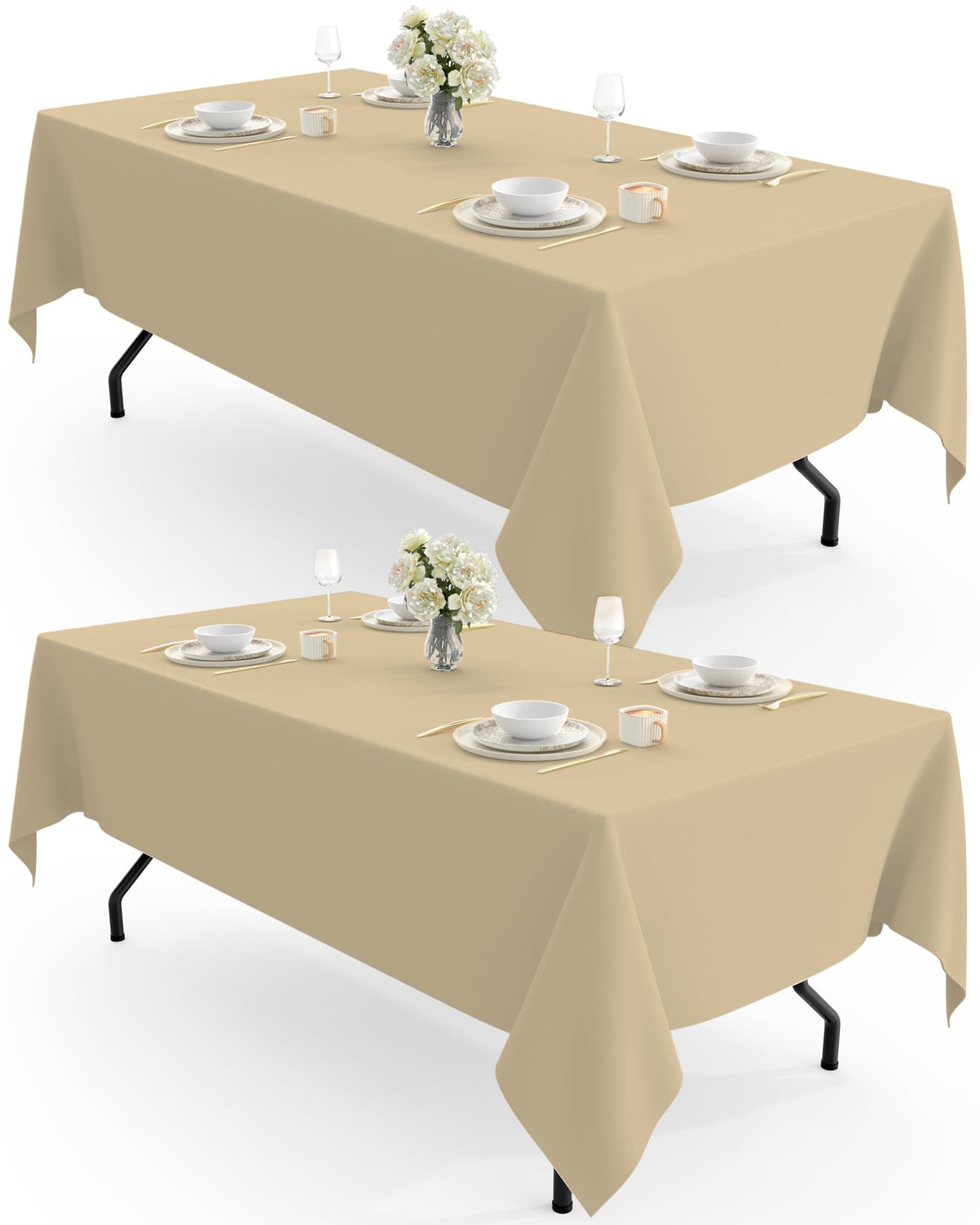 Pureegg Polyester Tablecloth 60" x 102" Reusable Washable 2 Pack Black