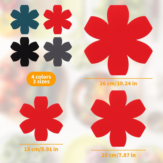 12 PCS Pot and Pan Protectors in 4 Colors & 3 Sizes, Thicker Felt Pan Protector Pads and Pot Separators for Stacking, Anti-Slip Dividers to Protect Glass Ceramic Plates Cookware from Scratching