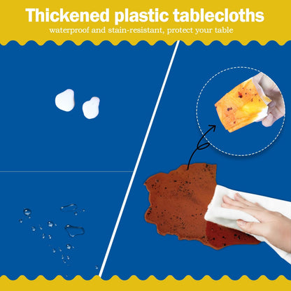 tujol Royal Blue 6 Pack Plastic Table Cloth 54" x 108", Disposable Tablecloths Rectangle Table Cover, Plastic Tablecloths for Parties