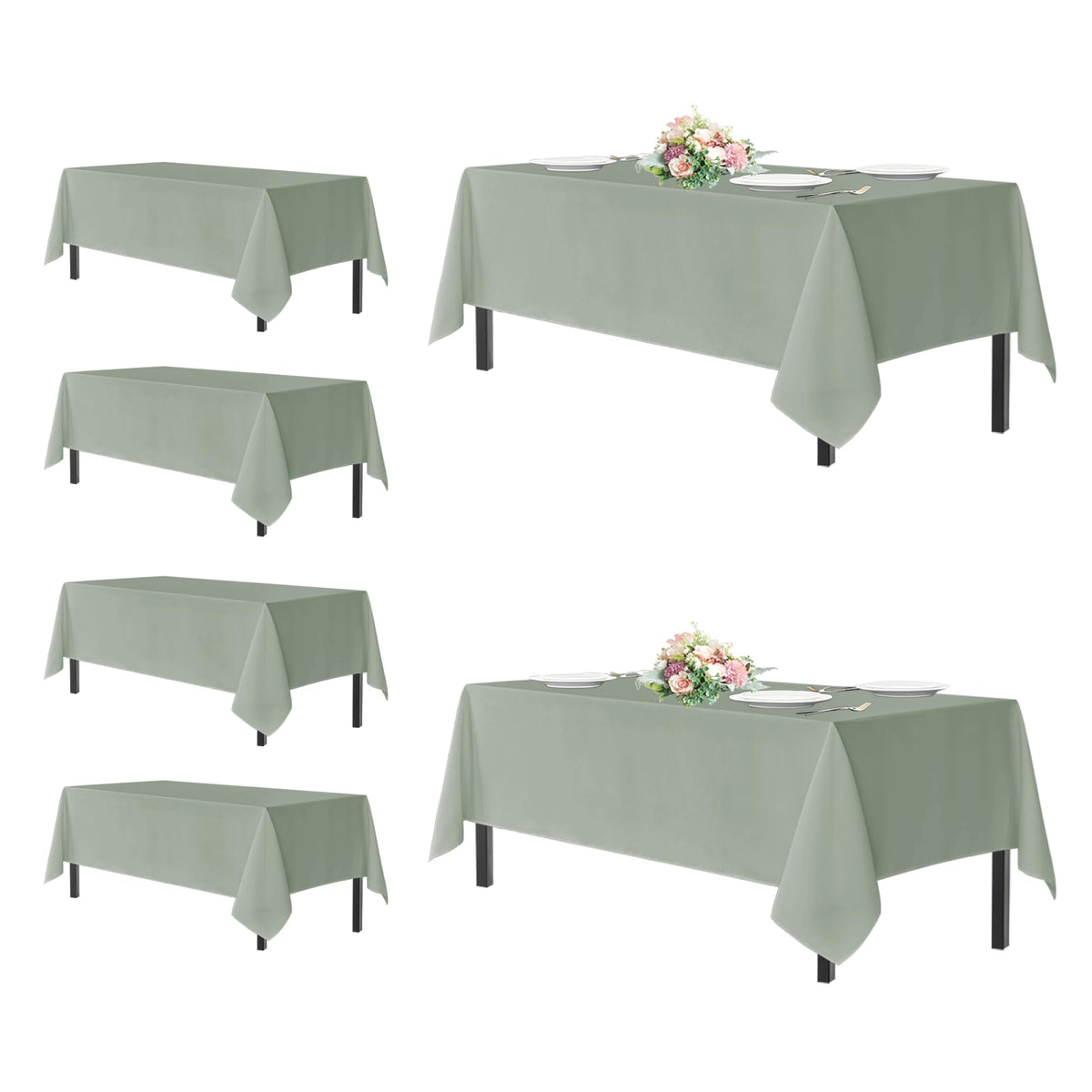 sancua 2 Pack Black Tablecloths 60x102 Inch for 6 Feet Rectangle Tables