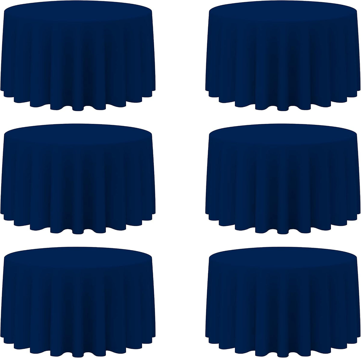 BRILLMAX 6 Pack Navy Blue Round Tablecloths 120 Inch for 60" Tables