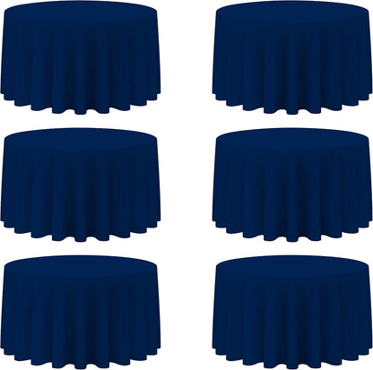 BRILLMAX 6 Pack Navy Blue Round Tablecloths 120 Inch for 60" Tables