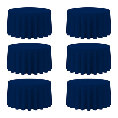 BRILLMAX 6 Pack Navy Blue Round Tablecloths 120 Inch for 60" Tables