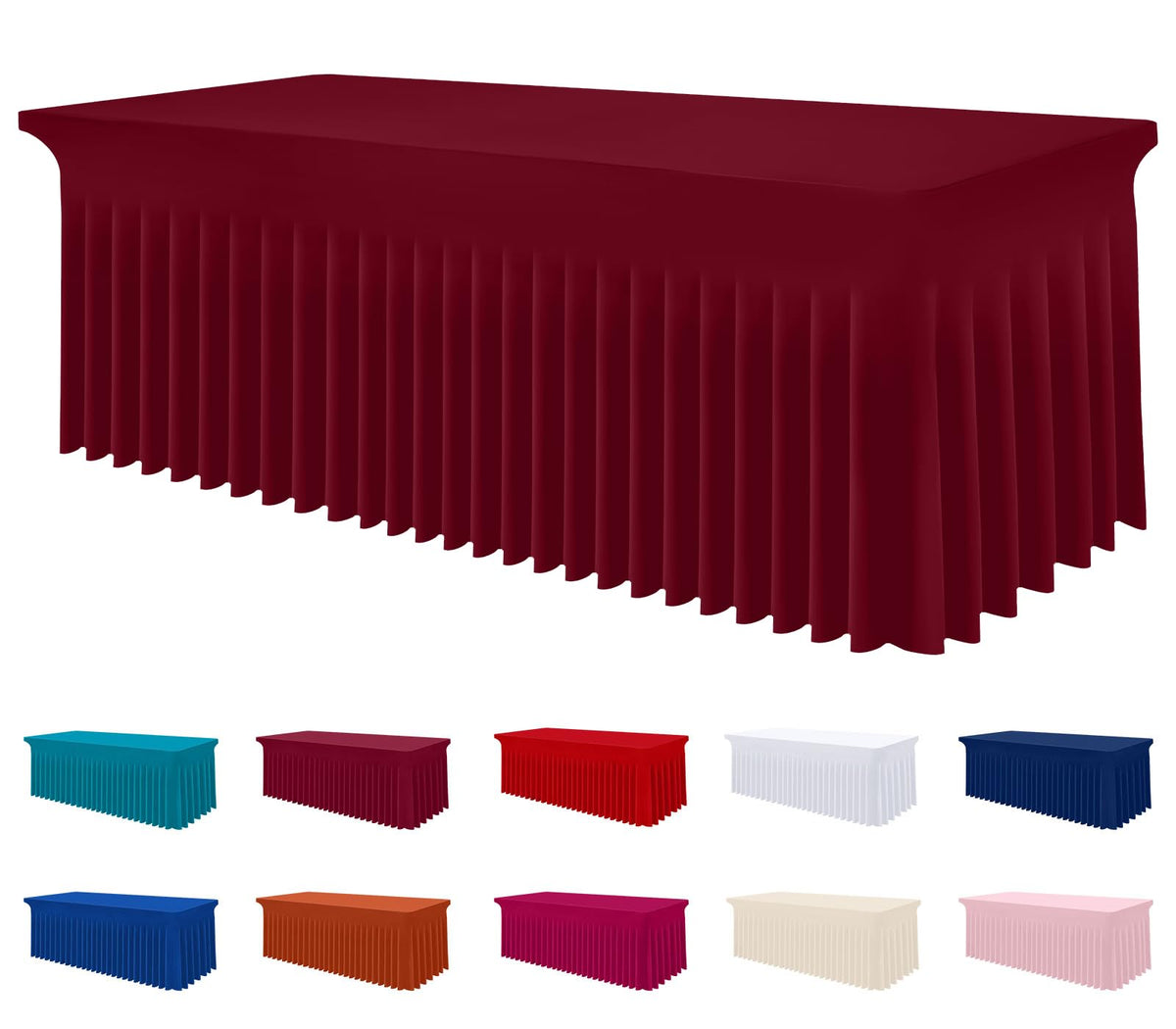 Smiry Spandex Elastic Fitted Table Cloth Skirt for 6FT Rectangle Table