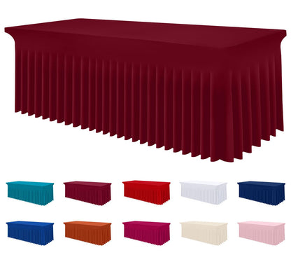 Smiry Spandex Elastic Fitted Table Cloth Skirt for 6FT Rectangle Table