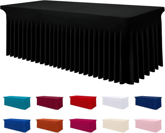 Smiry Spandex Elastic Fitted Table Cloth Skirt for 6FT Rectangle Table