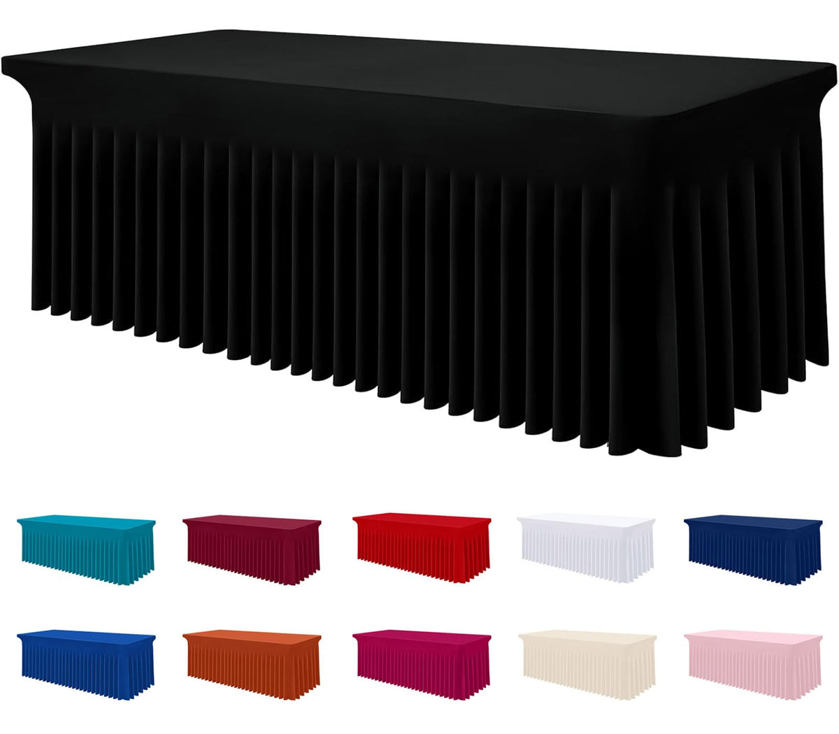 Smiry Spandex Elastic Fitted Table Cloth Skirt for 6FT Rectangle Table
