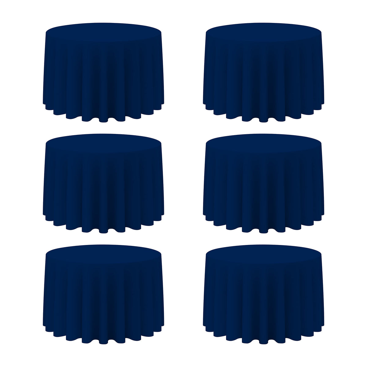 BRILLMAX 6 Pack Navy Blue Round Tablecloths 120 Inch for 60" Tables