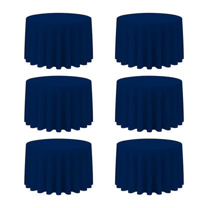 BRILLMAX 6 Pack Navy Blue Round Tablecloths 120 Inch for 60" Tables