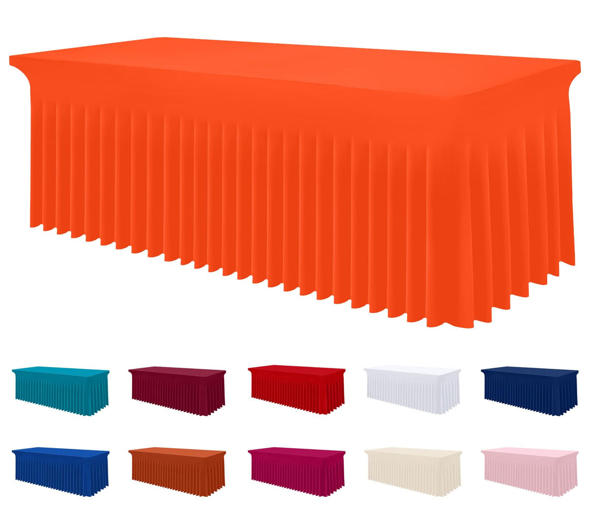 Smiry Spandex Elastic Fitted Table Cloth Skirt for 6FT Rectangle Table
