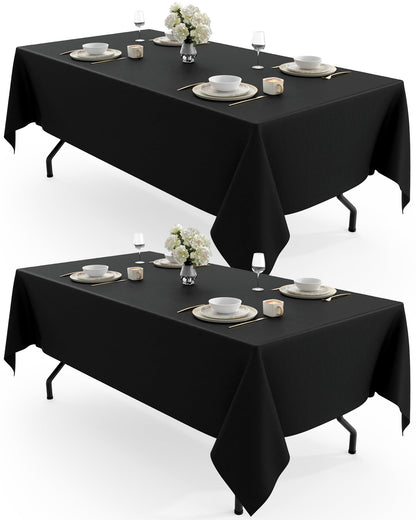 Pureegg Polyester Tablecloth 60" x 102" Reusable Washable 2 Pack Black