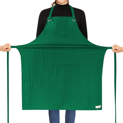 ROTANET Stripe Stretch Apron Chef Aprons for Men with 2 Pockets Waterproof
