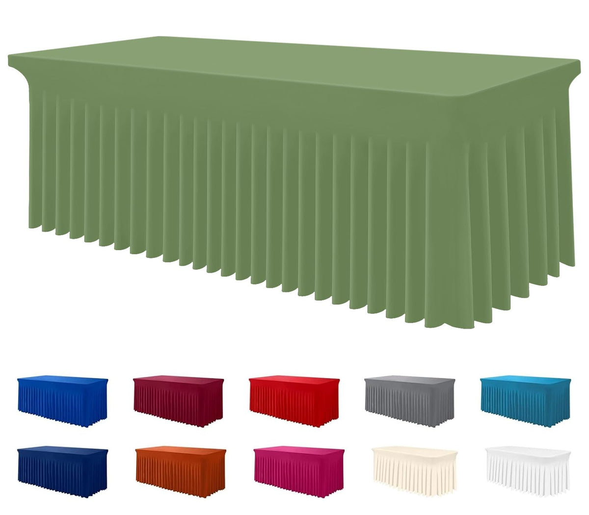 Smiry Spandex Elastic Fitted Table Cloth Skirt for 6FT Rectangle Table