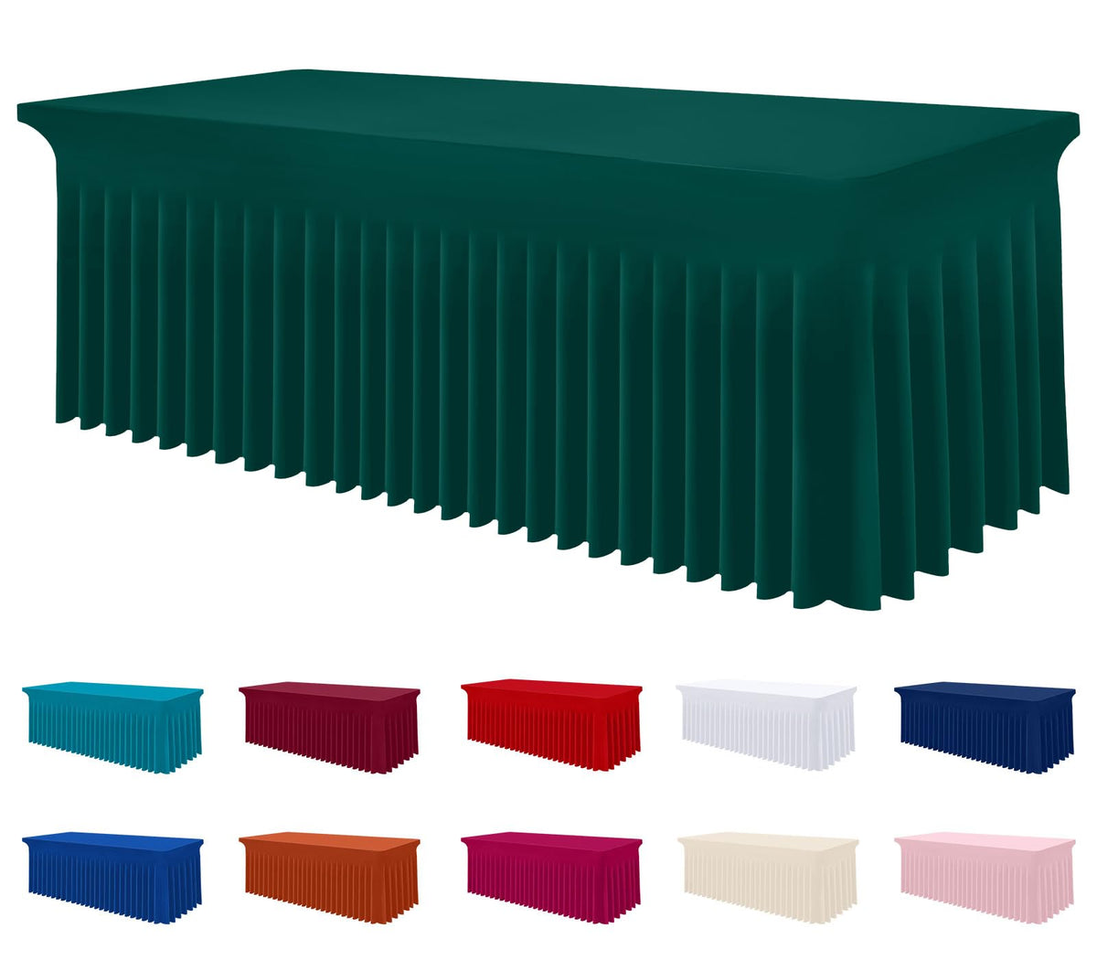 Smiry Spandex Elastic Fitted Table Cloth Skirt for 6FT Rectangle Table