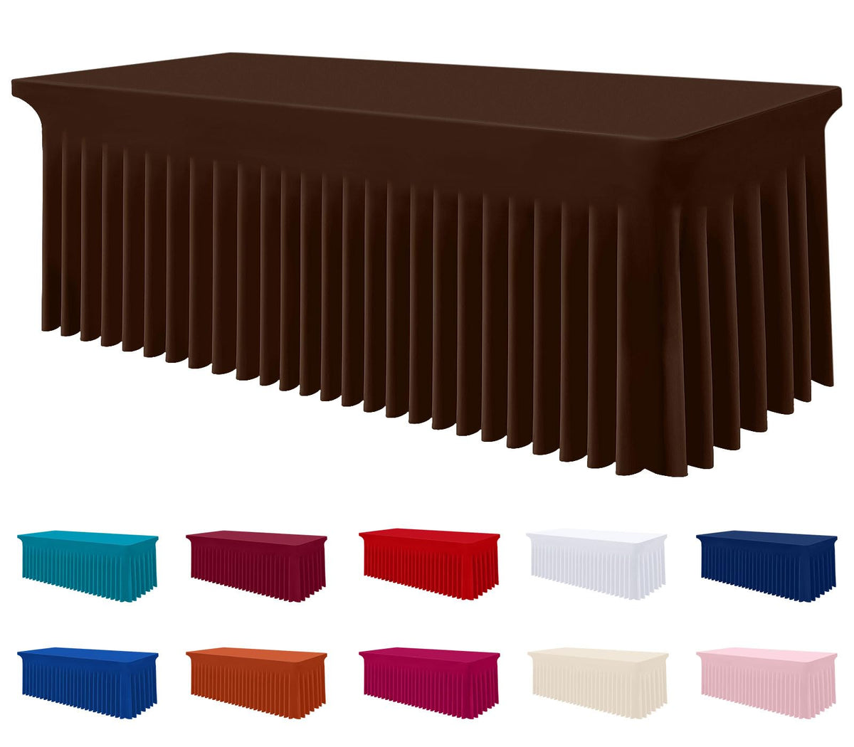 Smiry Spandex Elastic Fitted Table Cloth Skirt for 6FT Rectangle Table