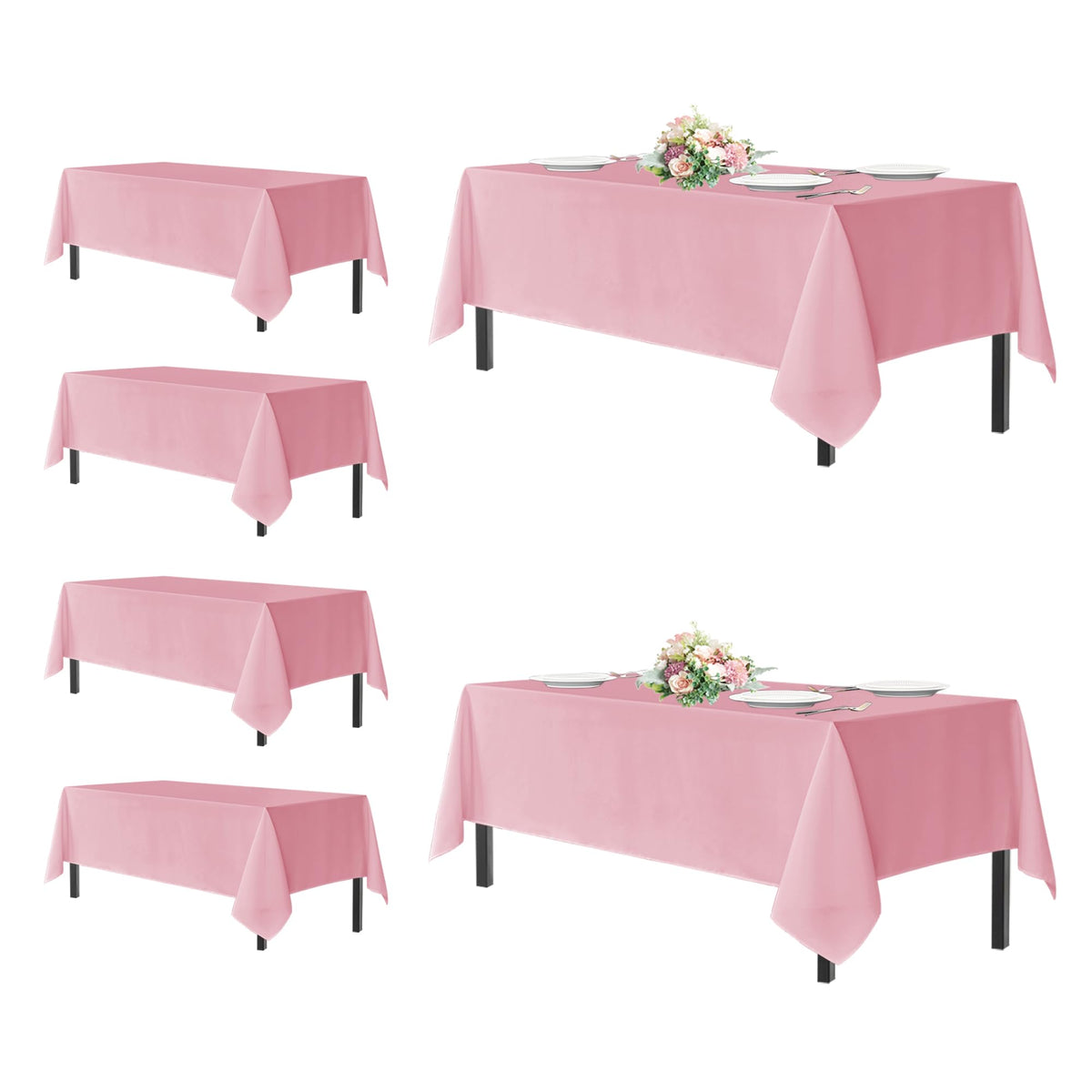 sancua 2 Pack Black Tablecloths 60x102 Inch for 6 Feet Rectangle Tables