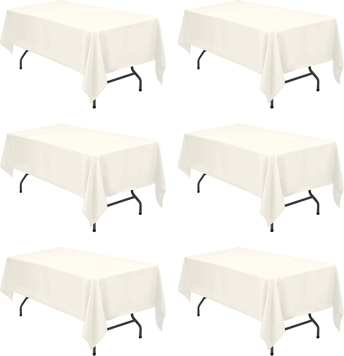 BRILLMAX 6 Pack Ivory Tablecloths 60x102 Inch for 6ft Rectangle Tables