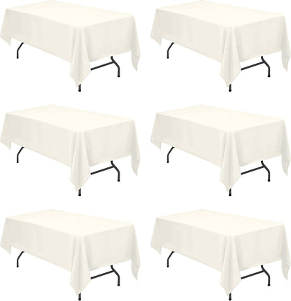 BRILLMAX 6 Pack Ivory Tablecloths 60x102 Inch for 6ft Rectangle Tables