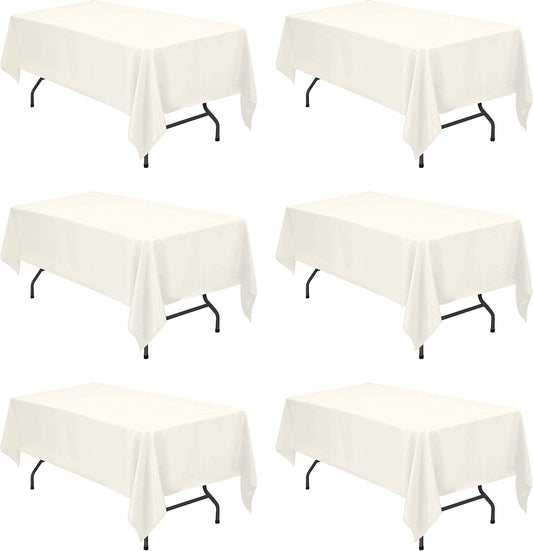 BRILLMAX 6 Pack Ivory Tablecloths 60x102 Inch for 6ft Rectangle Tables