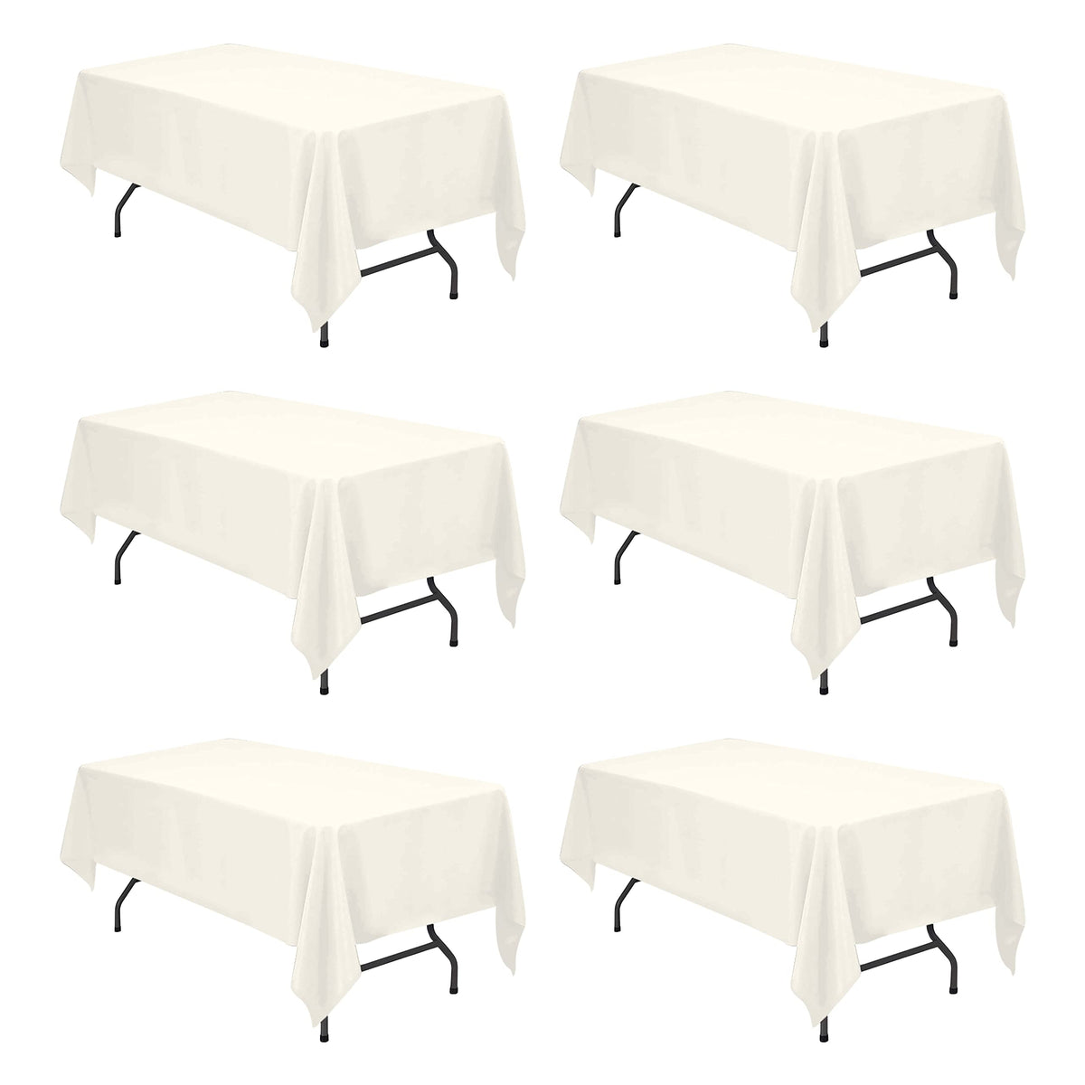 BRILLMAX 6 Pack Ivory Tablecloths 60x102 Inch for 6ft Rectangle Tables