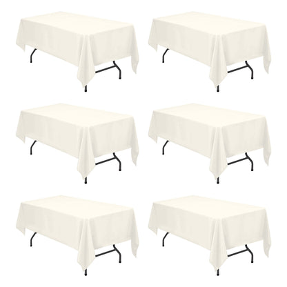 BRILLMAX 6 Pack Ivory Tablecloths 60x102 Inch for 6ft Rectangle Tables