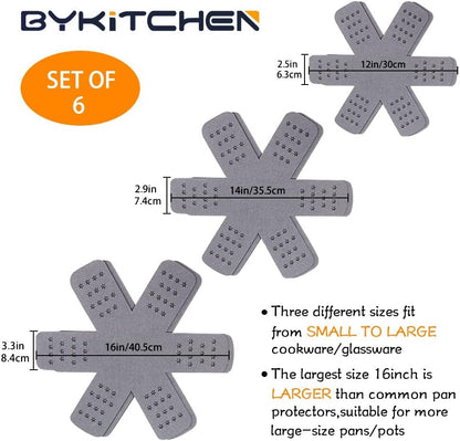 BYKITCHEN Felt Pot and Pan Protectors for Stacking, 3 Sizes, Separator Pads