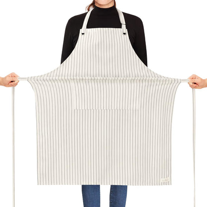 ROTANET Stripe Stretch Apron Chef Aprons for Men with 2 Pockets Waterproof