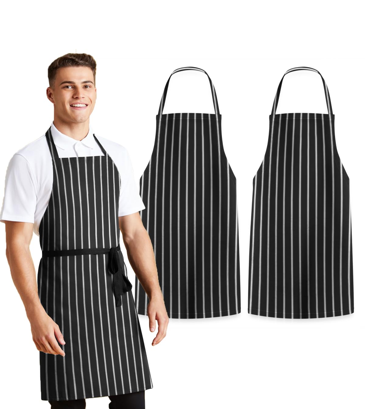 Avalon Kitchen Aprons for Men - 100% Polyester Chef Apron Women with Extra Long Ties - Cooking Aprons for Women & Mens Apron