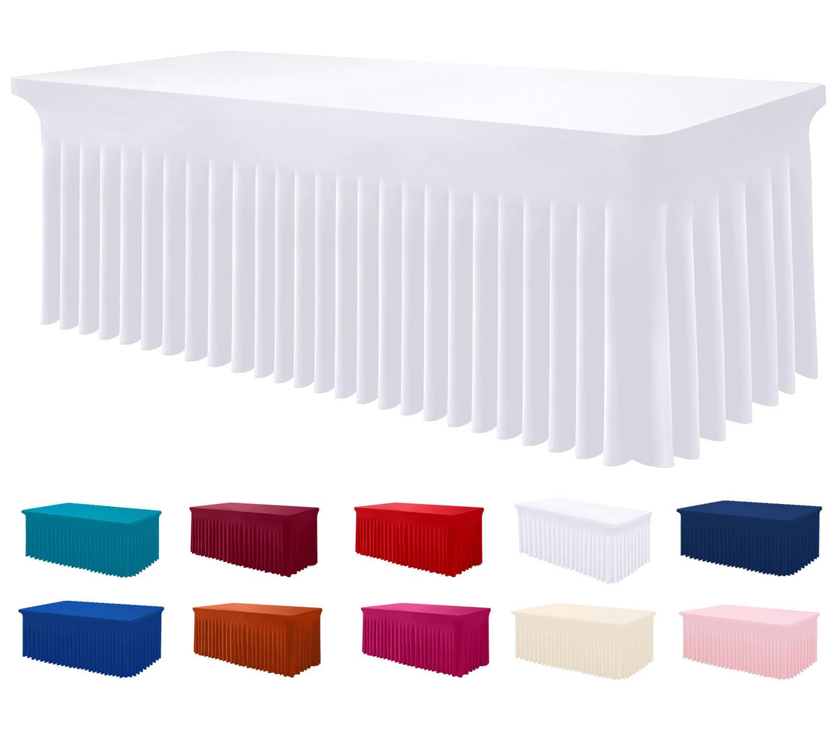 Smiry Spandex Elastic Fitted Table Cloth Skirt for 6FT Rectangle Table