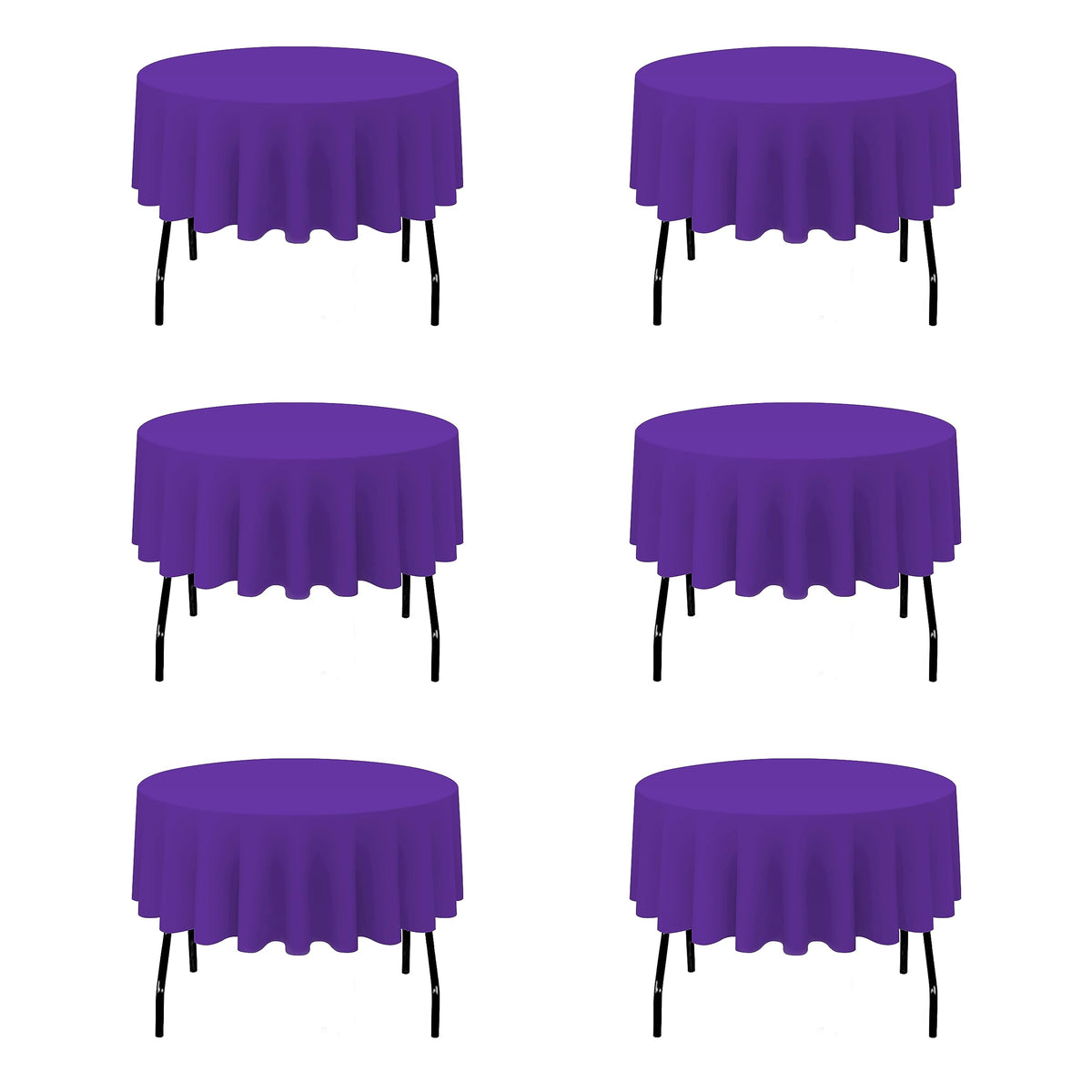 BRILLMAX 6 Pack Navy Blue Round Tablecloths 120 Inch for 60" Tables