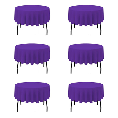 BRILLMAX 6 Pack Navy Blue Round Tablecloths 120 Inch for 60" Tables