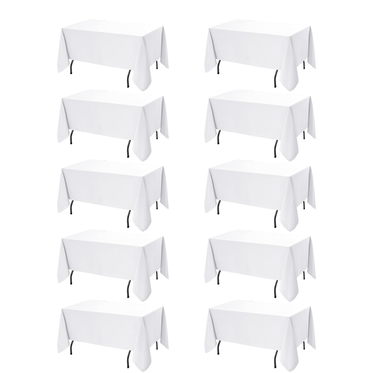 10-Pack White Tablecloths for Rectangle Tables, 60 x 102 Inches