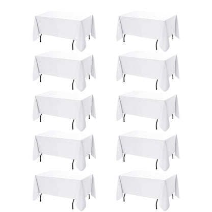 10-Pack White Tablecloths for Rectangle Tables, 60 x 102 Inches