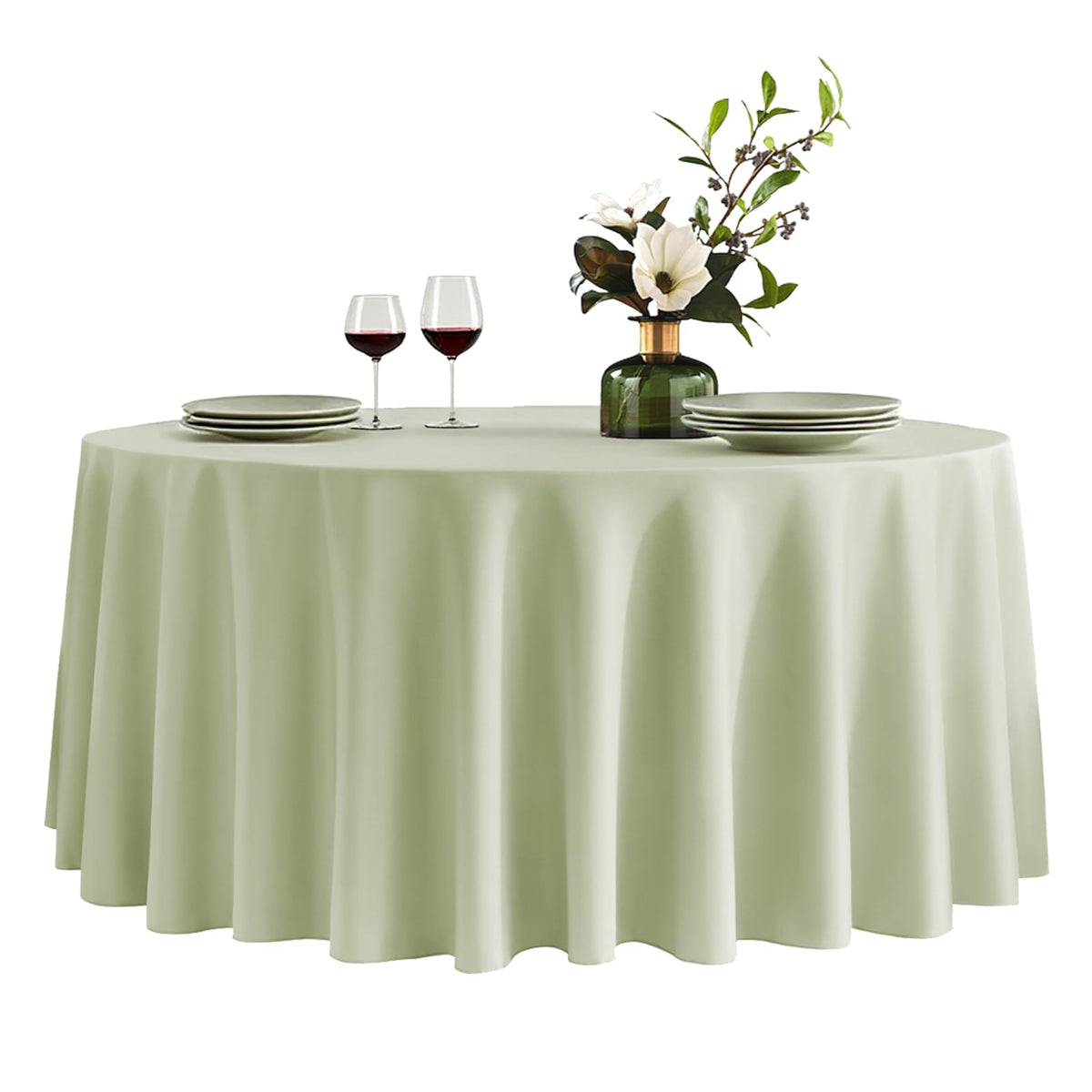 VidaFete 6 Pack 120inch Round Tablecloth Polyester Table Cloth, White