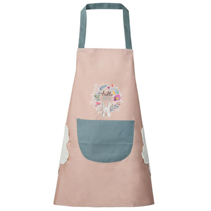 DILLMAN Women Kitchen Apron with Hand Wipe Pockets，Big Pocket,Hand-wiping, Waterproof for Cooking Baking