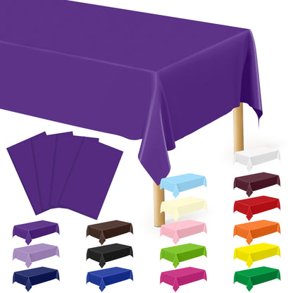 QZYL 4 Packs White Plastic Tablecloth, Large Sturdy Disposable Table Cloth