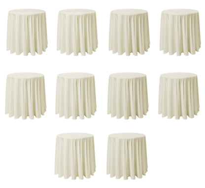 VidaFete 6 Pack 120inch Round Tablecloth Polyester Table Cloth, White