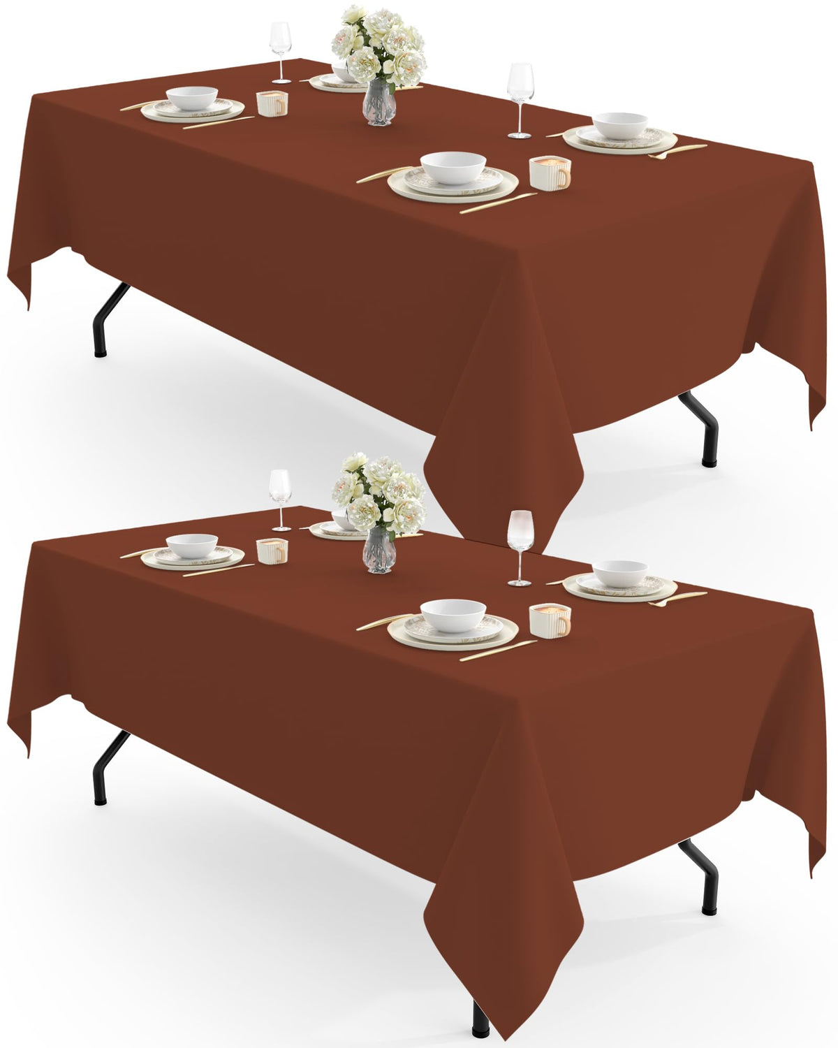 Pureegg Polyester Tablecloth 60" x 102" Reusable Washable 2 Pack Black