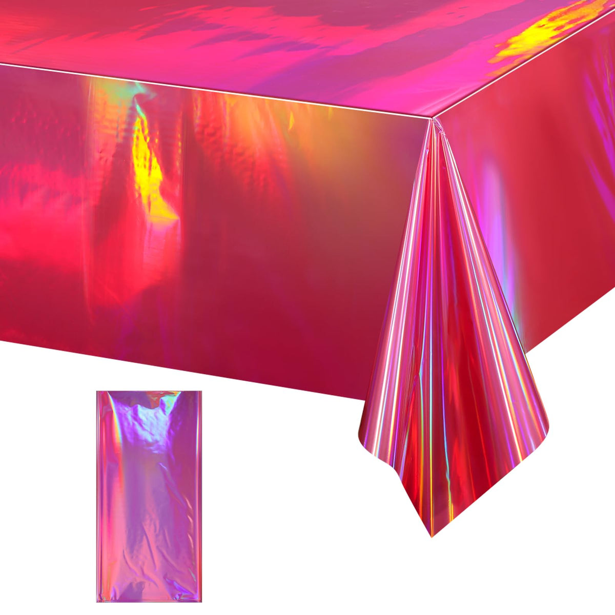 FunnyPars 4 Pack Iridescent Plastic Tablecloths, Disposable Table Covers