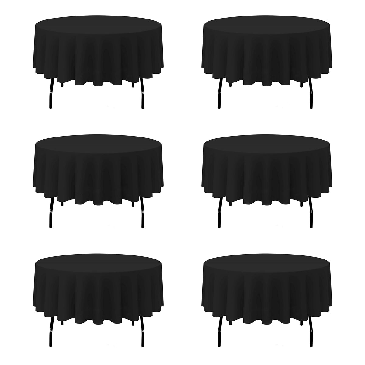 BRILLMAX 6 Pack Navy Blue Round Tablecloths 120 Inch for 60" Tables