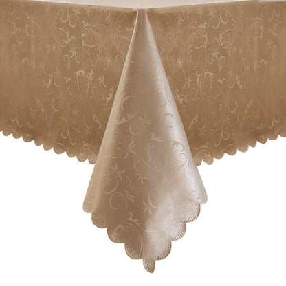 Romanstile Waterproof Vinyl Tablecloth Rectangle, 60 x 84 Inch, Rose Beige